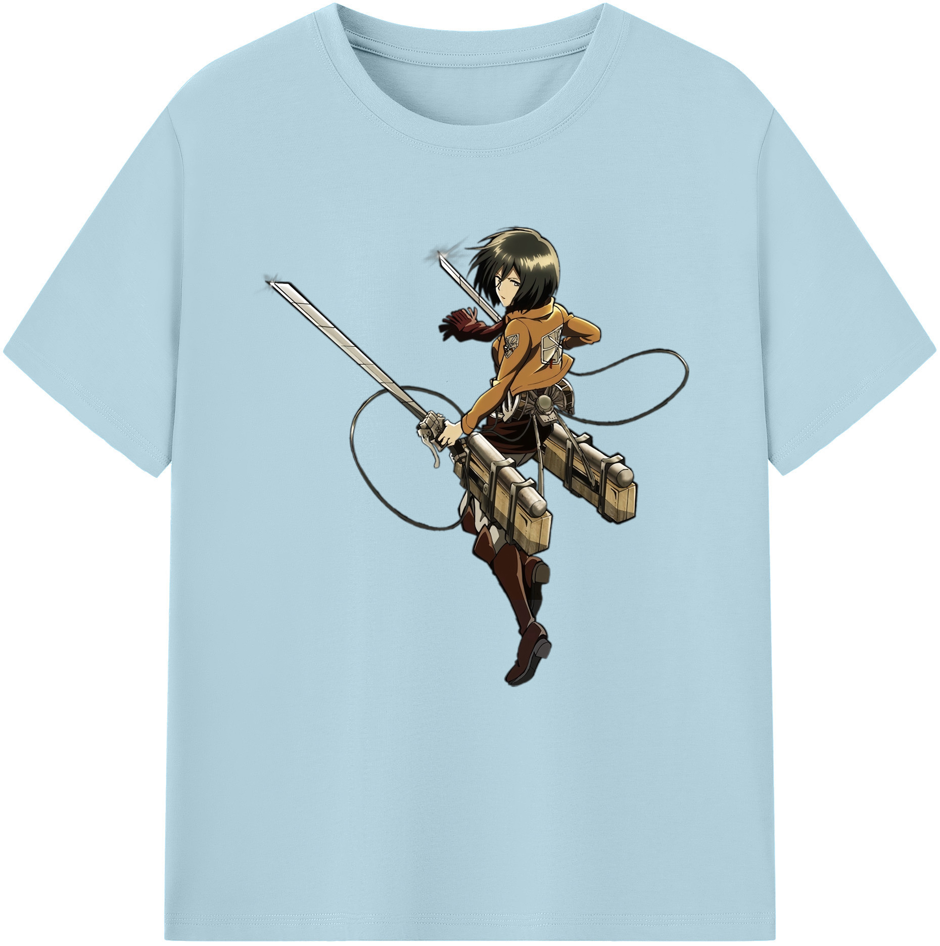 （画像用） 進撃の巨人 ミカサ·アッカーマン Attack on Titan Mikasa Ackerman 綿100％半袖Tシャツ（フロントプリント）